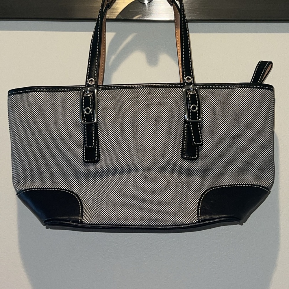 Coach Vintage Black & White Tweed Top Handle Satchel Tote Handbag #9557 - Picture 6 of 15